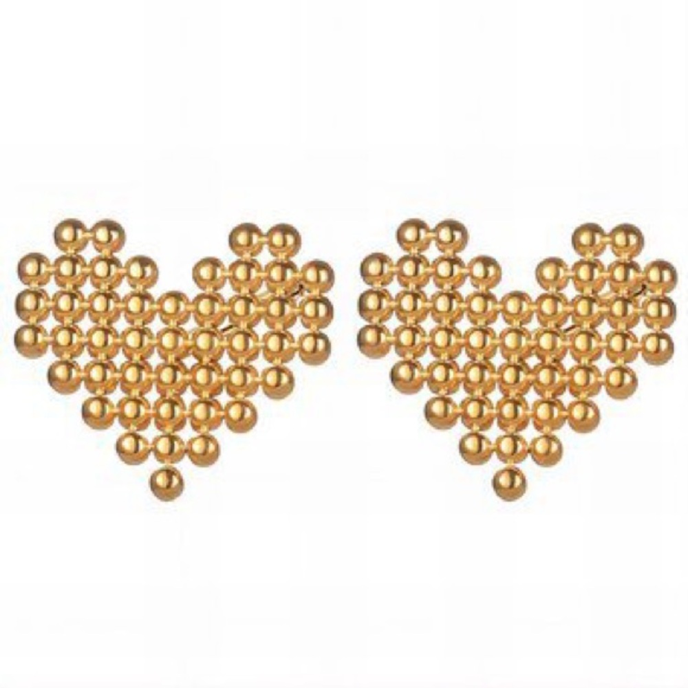 Gold Heart Beaded Earrings 18k Gold Plated